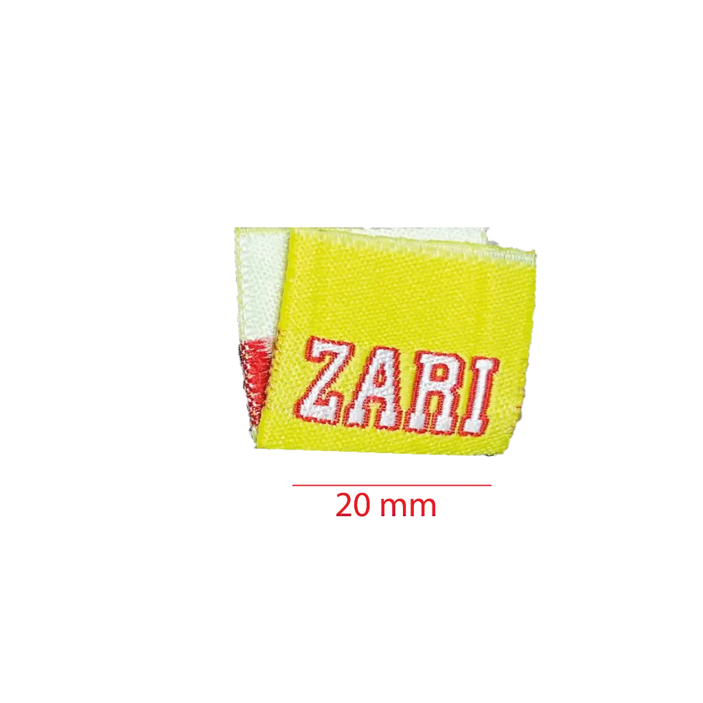 Bordada Alta definición cortada y doblada al medio 20mm 1 color