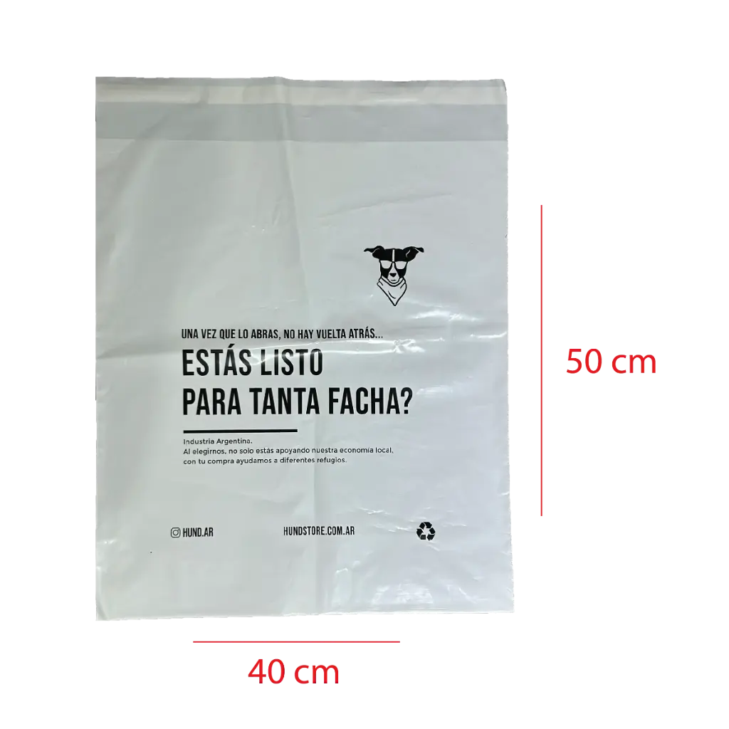 Bolsas Ecomerce 40x50/40mic Impresa Consorcio blanco